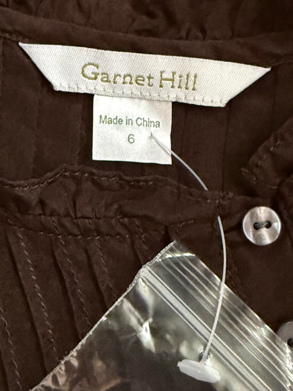 Garnet Hill Chocolate Brown Pintuck Peasant Blouse - Picture 14 of 14